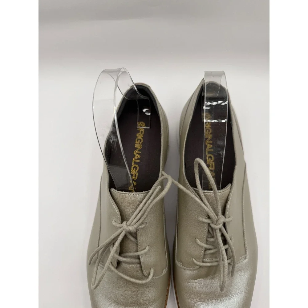 Cole Haan OriginalGrand Oxford Womens 9.5B Silver Metallic Leather W18483